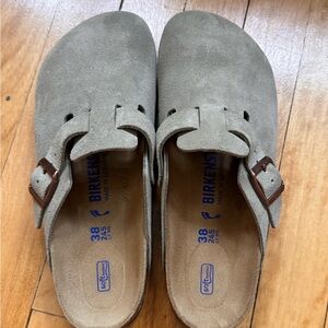 Birkenstock Gray Suede Mules
